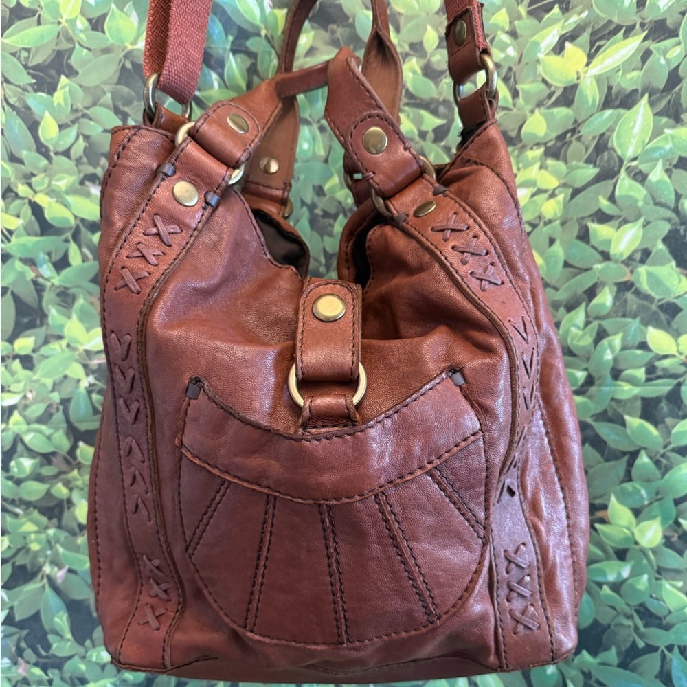 Vintage Lucky Brand Leather Hobo Satchel Bag - Picture 3 of 14